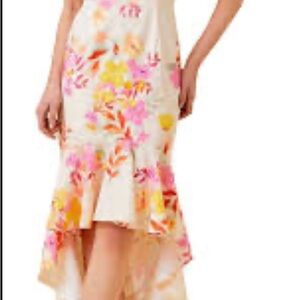 Main Strip Floral High-Low Dress - Pink and Orange